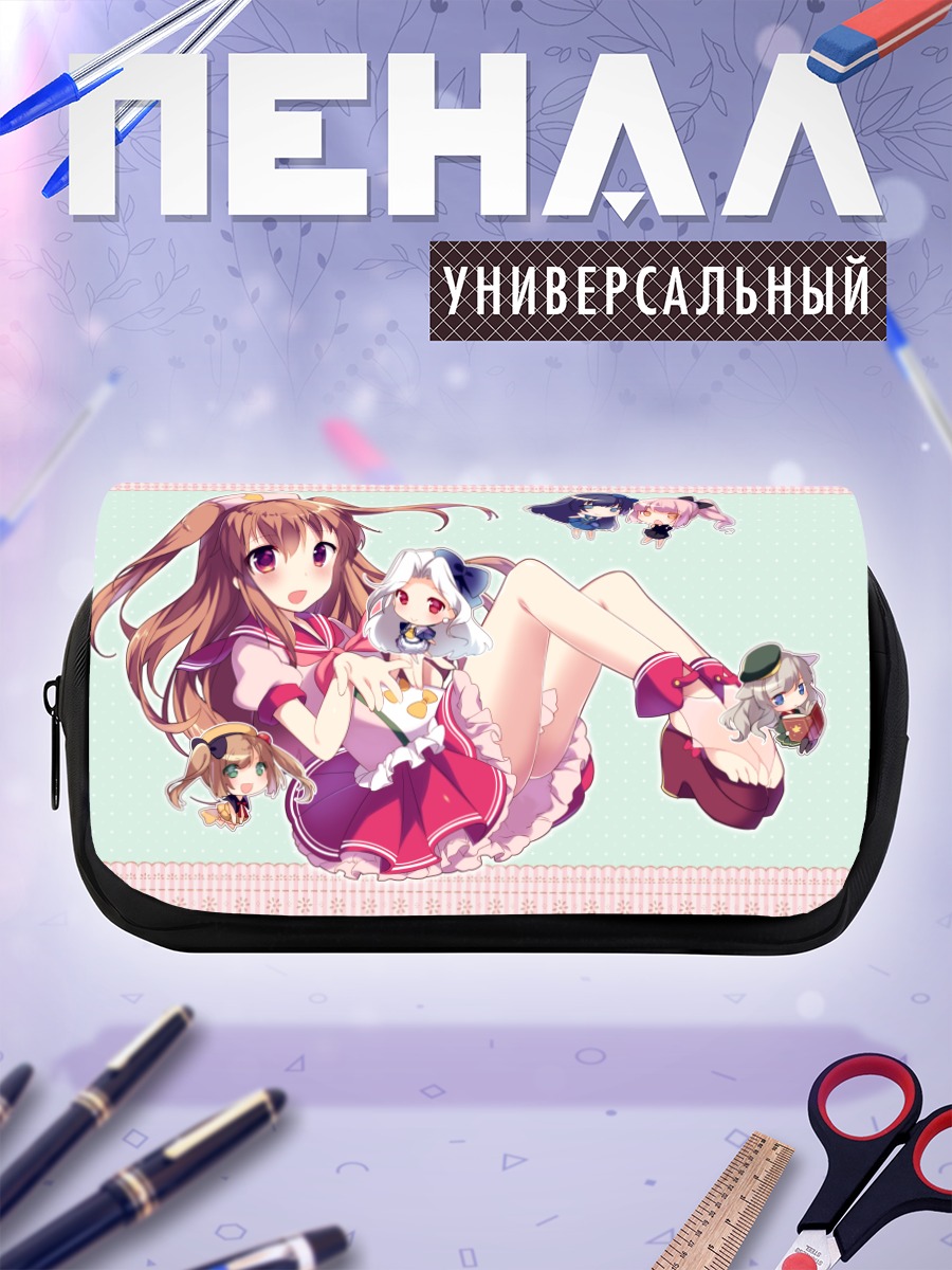 Пенал-косметичка Чиби девушки в розовом