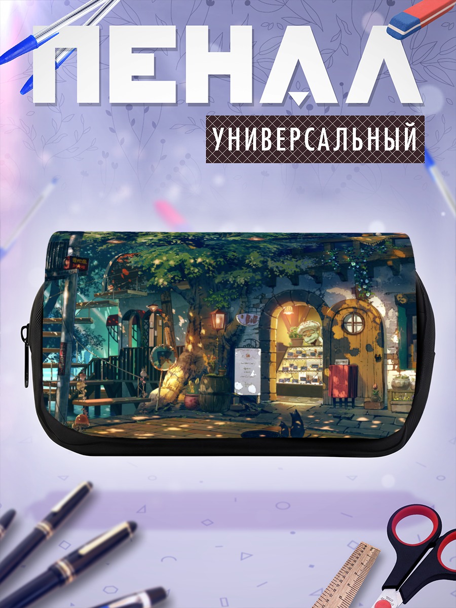 Пенал-косметичка Кот в цветущем саду
