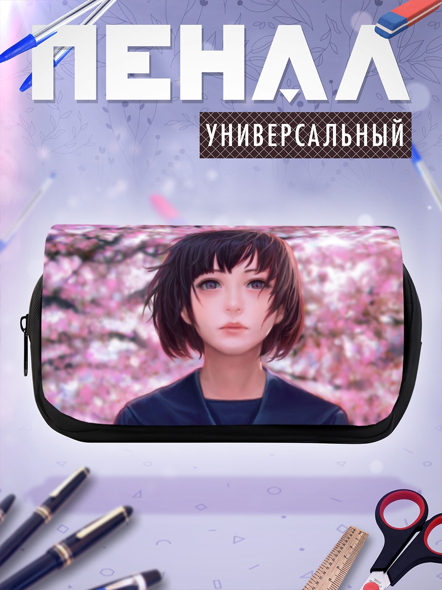 Пенал-косметичка Девушка в сакуре
