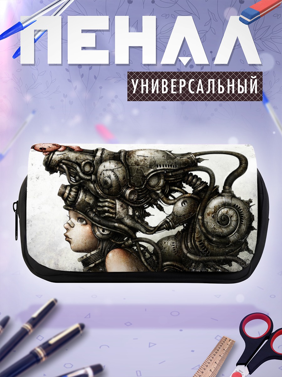 Пенал-косметичка Механическая девушка с мишкой