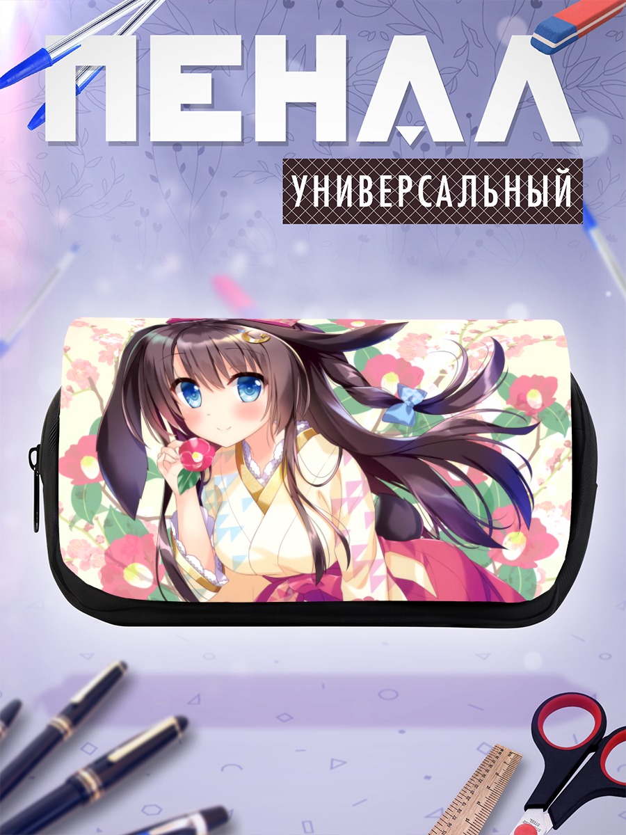 Пенал-косметичка Девушка-зайка в цветах
