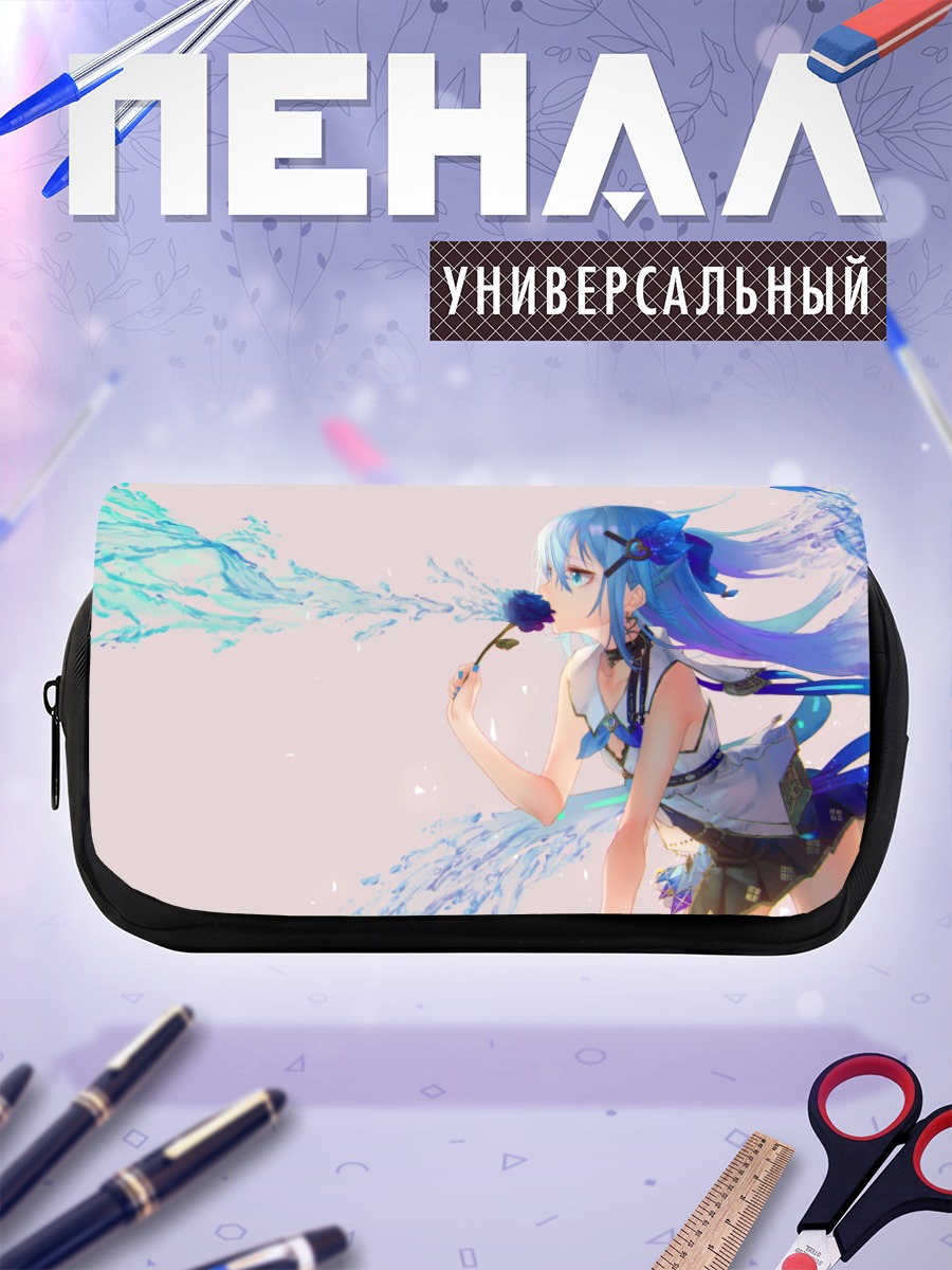 Пенал-косметичка Мику Хацунэ с цветами