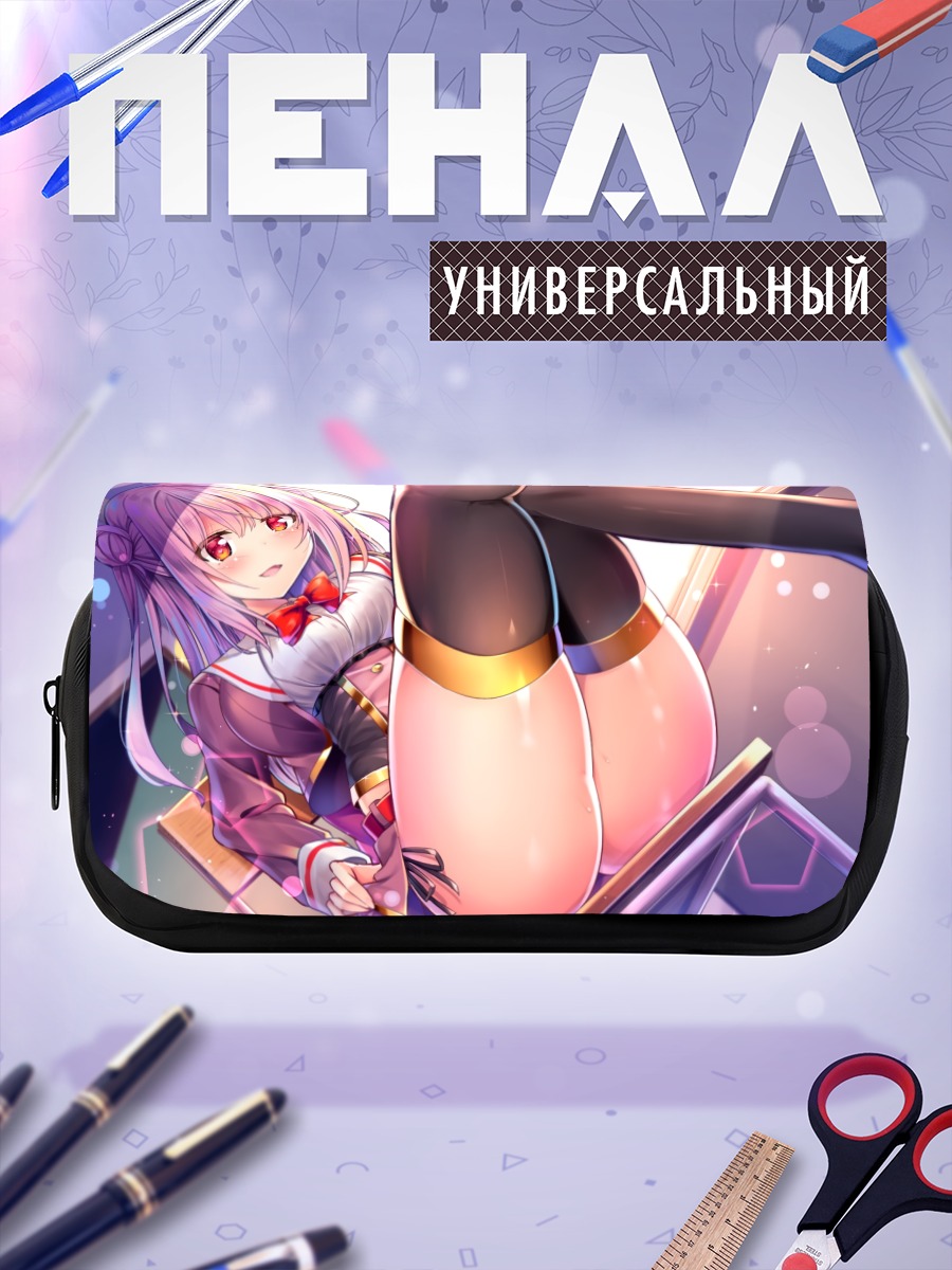 Пенал-косметичка Девушка с фиолетовыми волосами