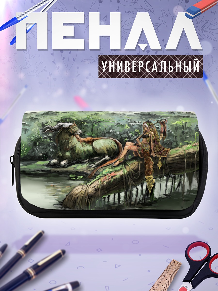 Пенал-косметичка Рогатая девушка в джунглях