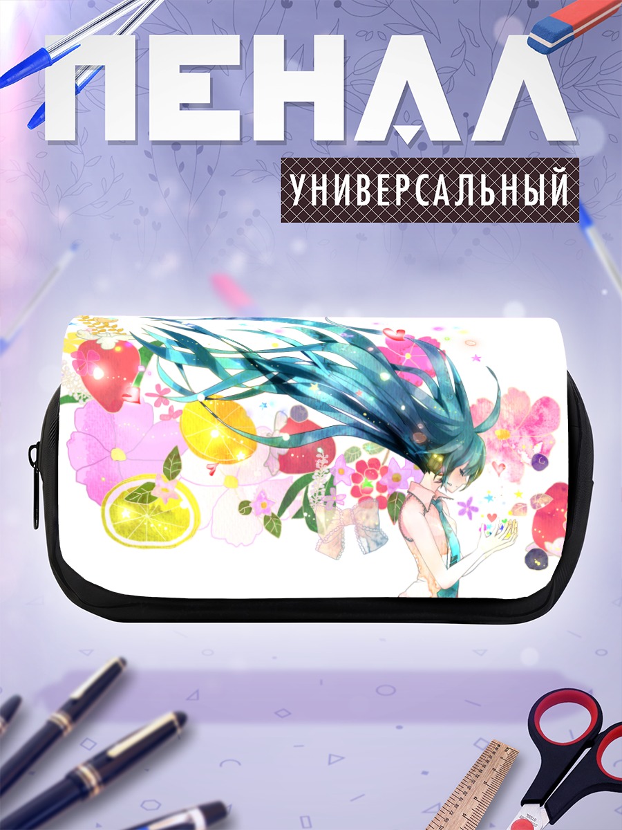 Пенал-косметичка Мику Хацунэ в цветах