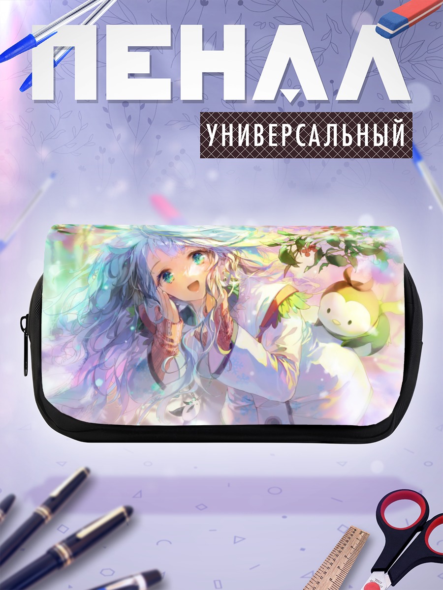 Пенал-косметичка Девушка с пингвином