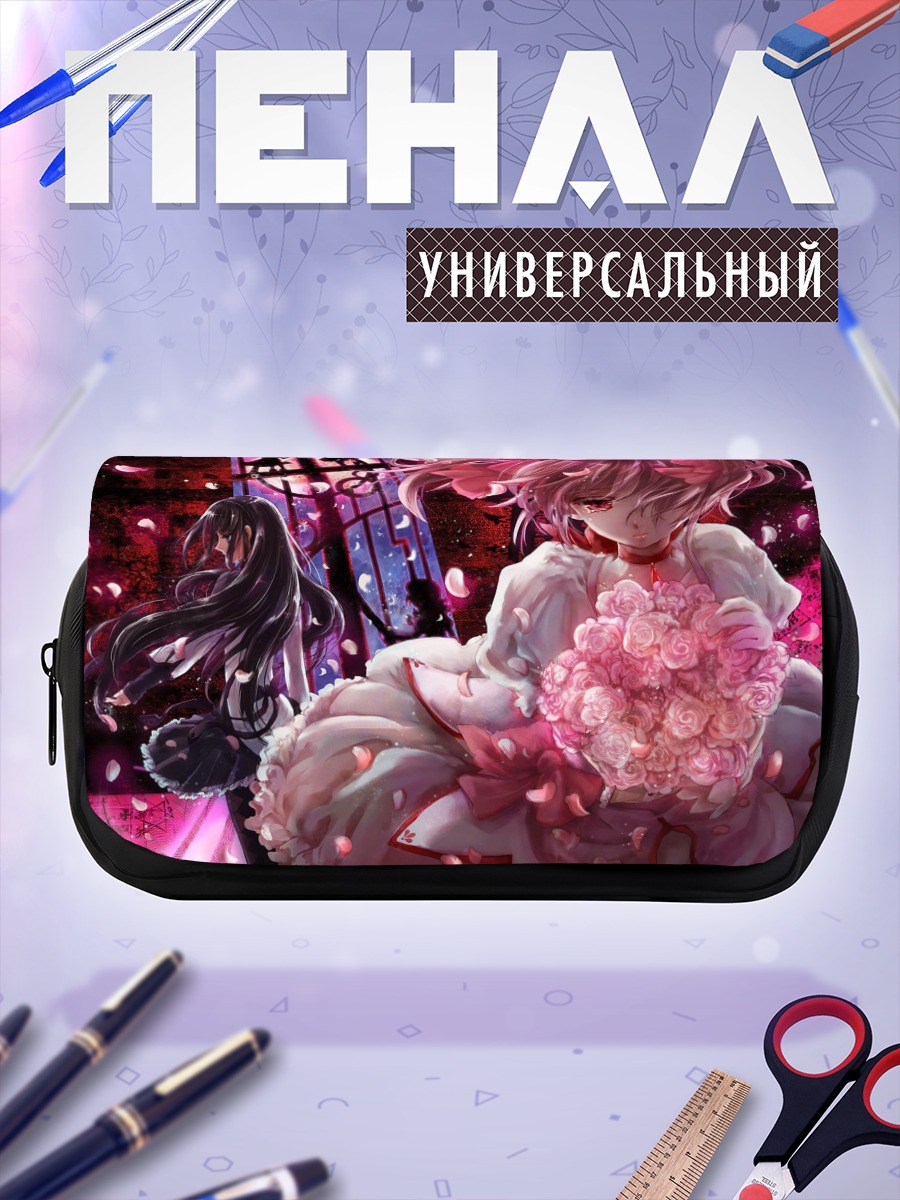 Пенал-косметичка Мадока с цветами