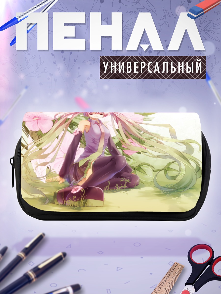 Пенал-косметичка Мику Хацунэ в цветах