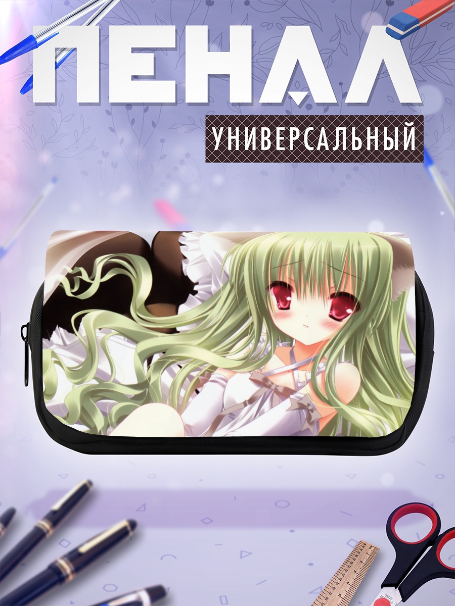 Пенал-косметичка Девушка-кошка с зелеными волосами