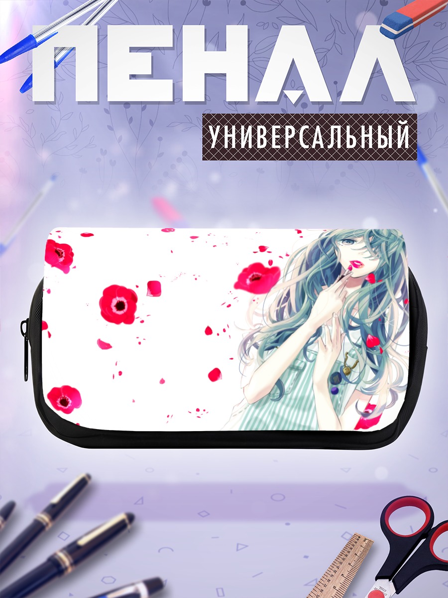 Пенал-косметичка Мику Хацунэ в цветах