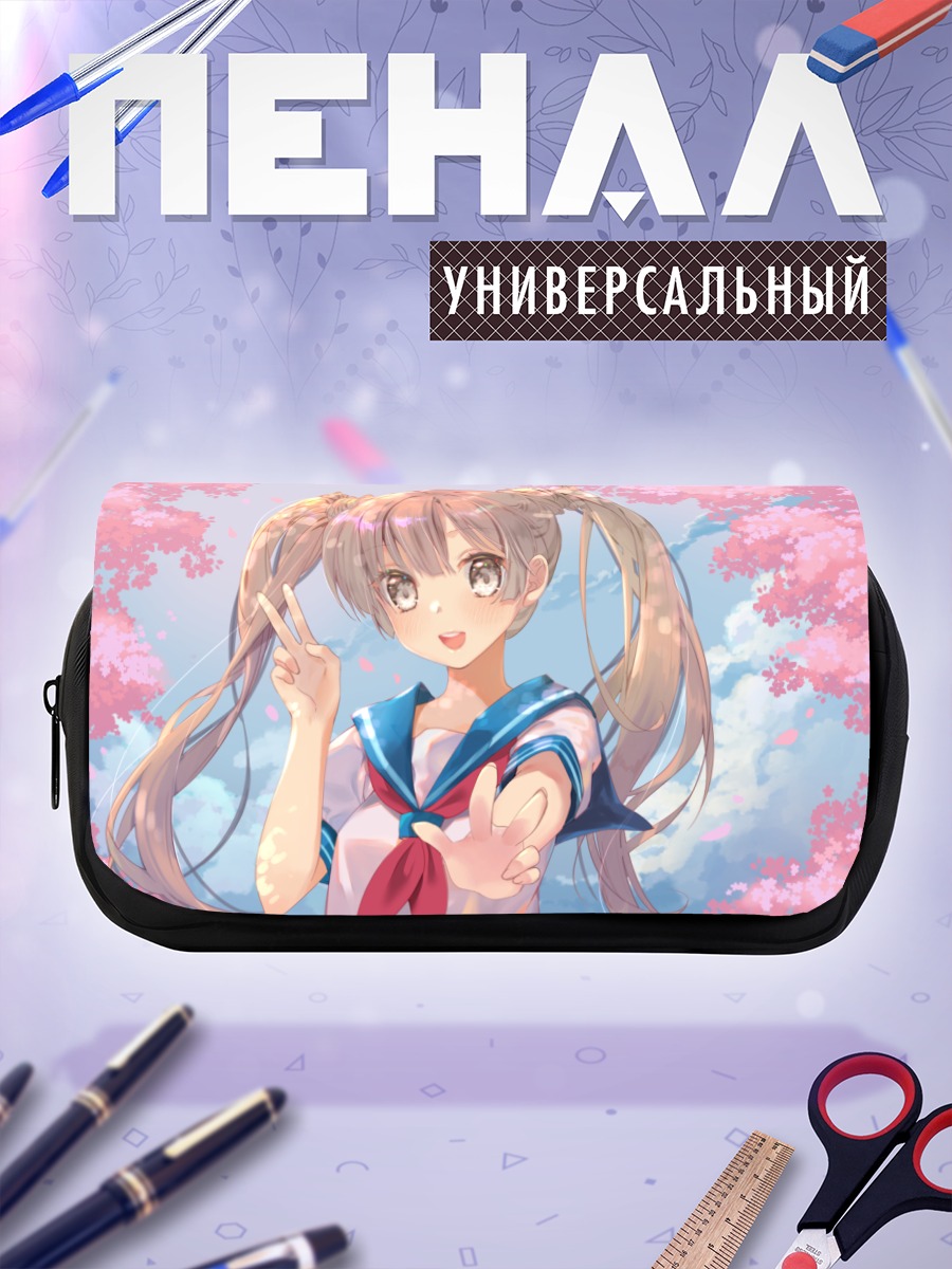 Пенал-косметичка Девушка в сакуре