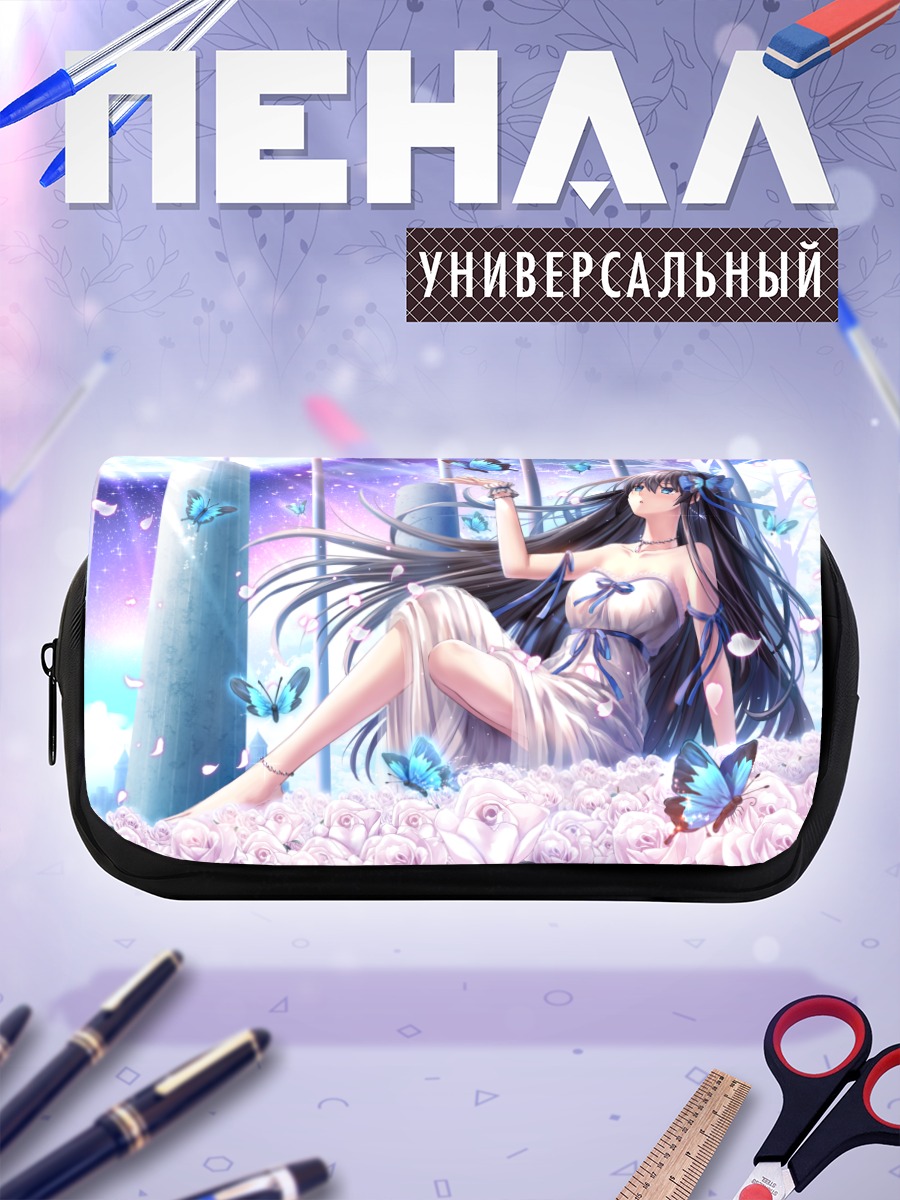 Пенал-косметичка Девушка в цветах и бабочках