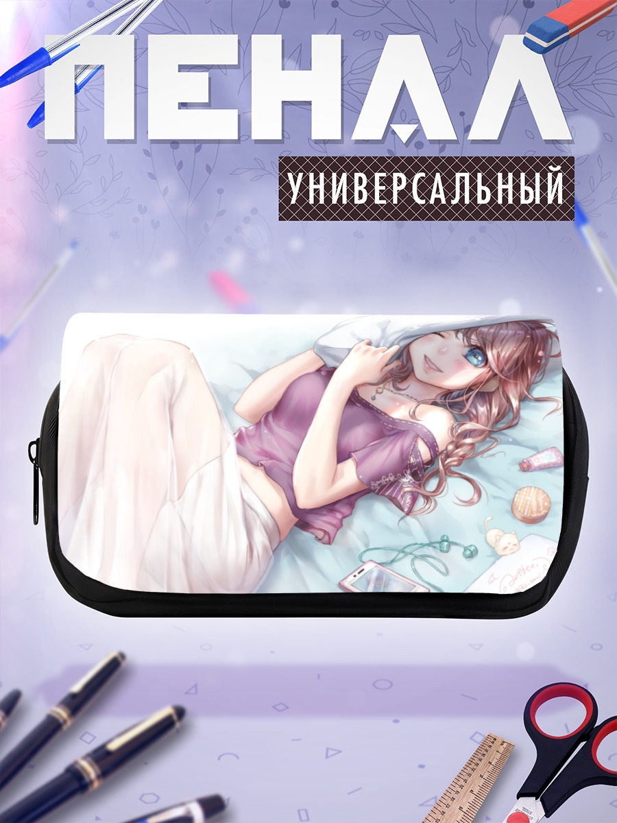 Пенал-косметичка Девушка с котом