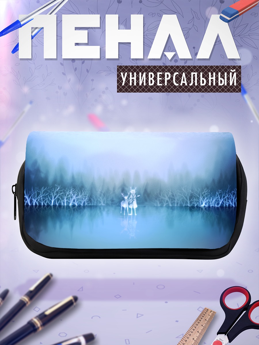 Пенал-косметичка Зимний олень с гитарой