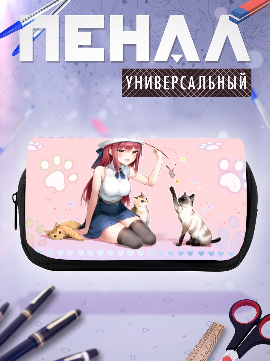 Пенал-косметичка Девушка с котами