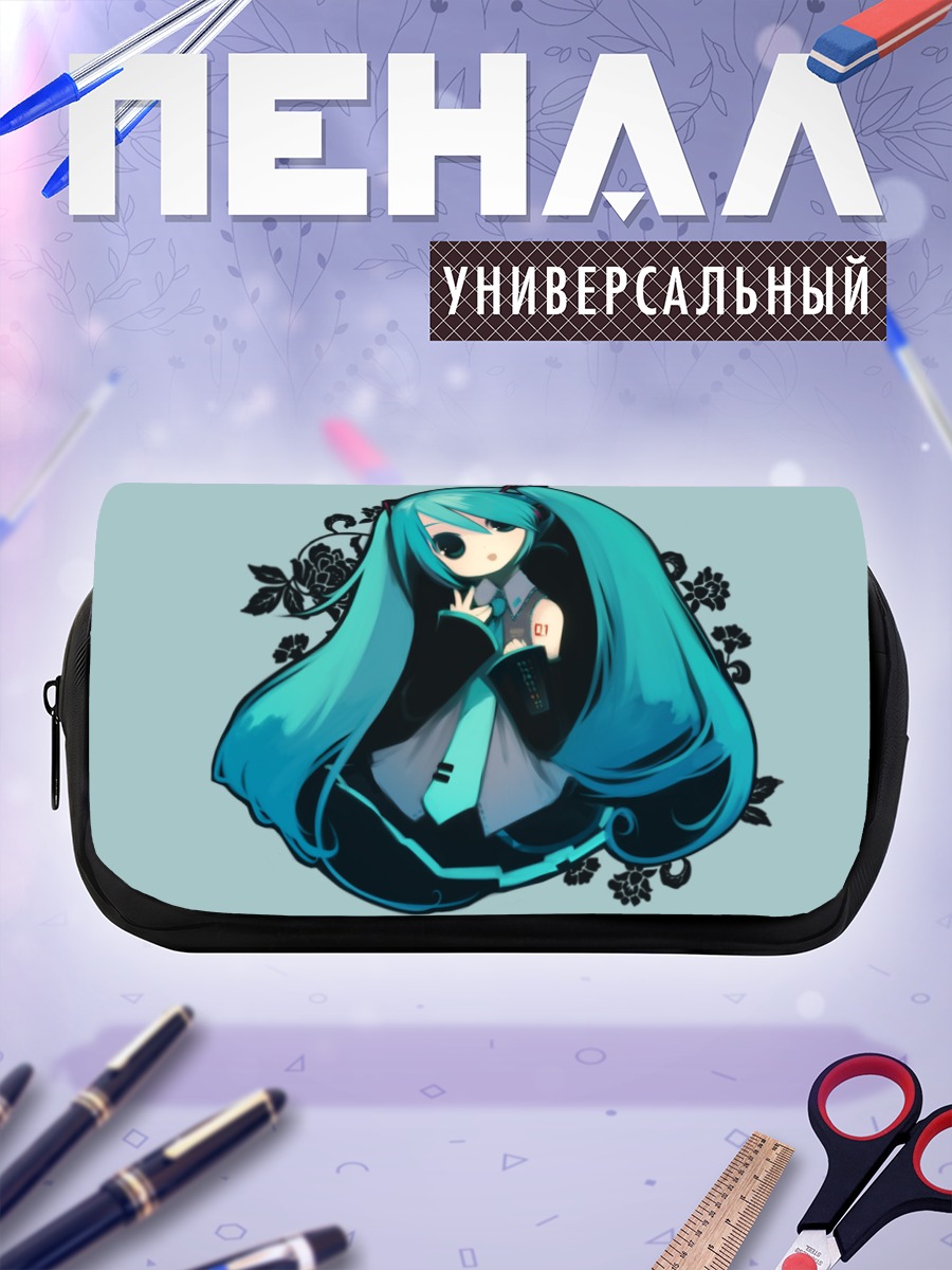 Пенал-косметичка Мику Хацунэ в черном