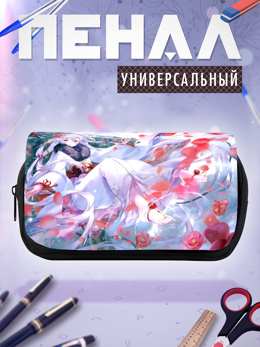 Пенал-косметичка Девушка в кимоно с лепестками