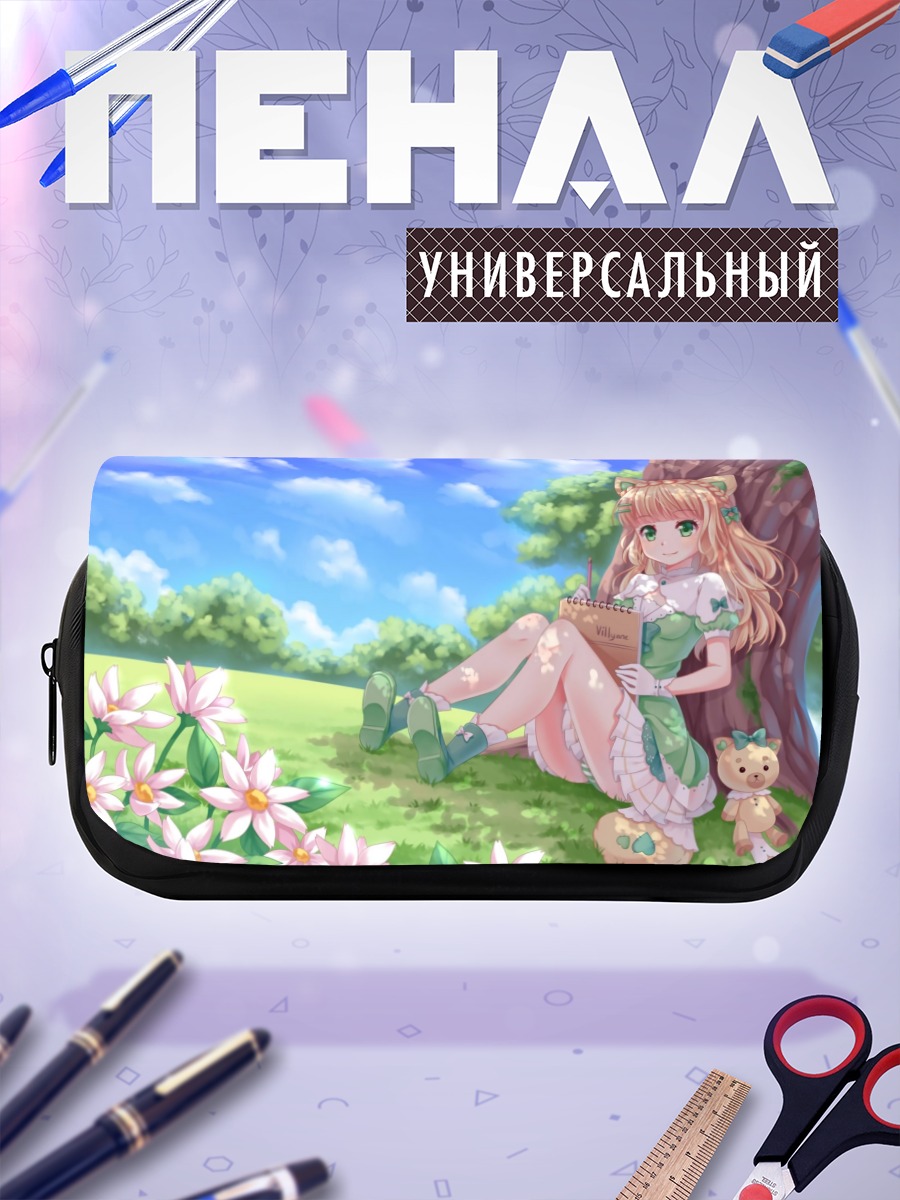 Пенал-косметичка Девушка-кошка в цветах