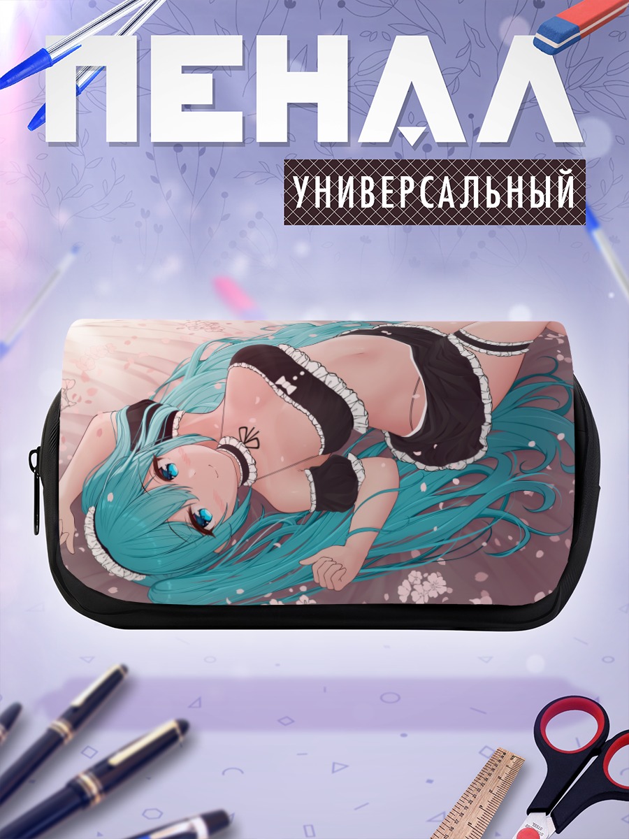 Пенал-косметичка Мику Хацунэ в цветах