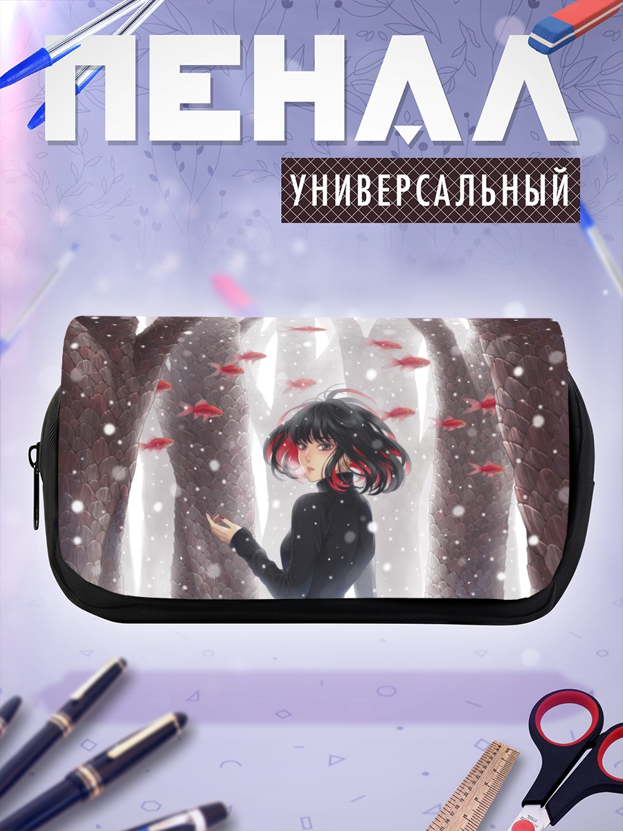 Пенал-косметичка Девушка в снежном лесу
