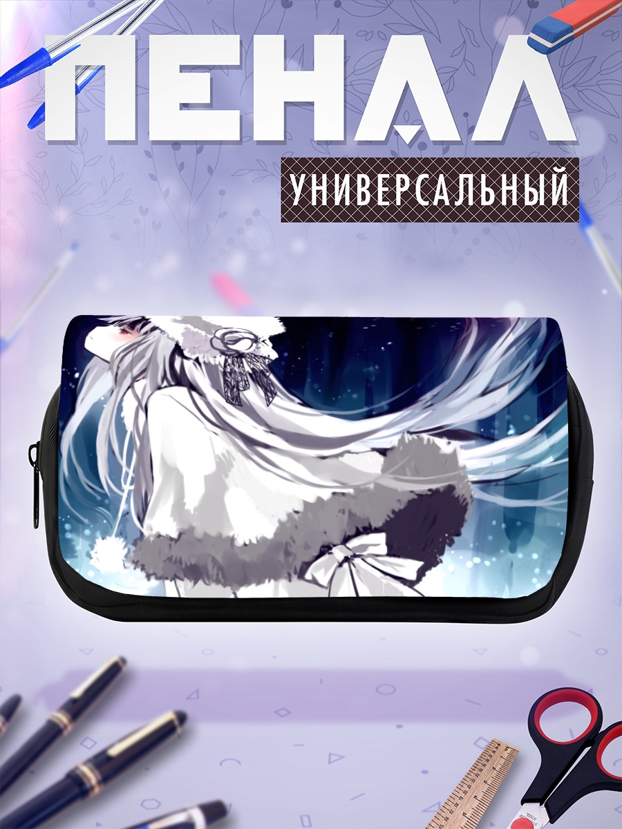 Пенал-косметичка Девушка в меховой шапке