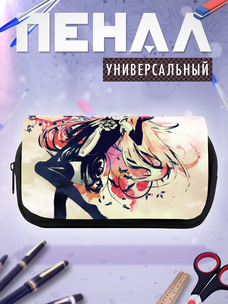 Пенал-косметичка Мику Хацунэ с цветами