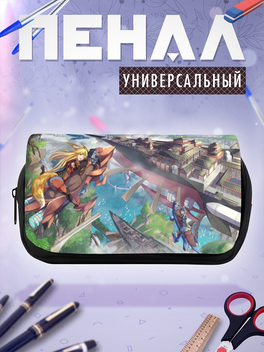 Пенал-косметичка Девушка-лиса над городом