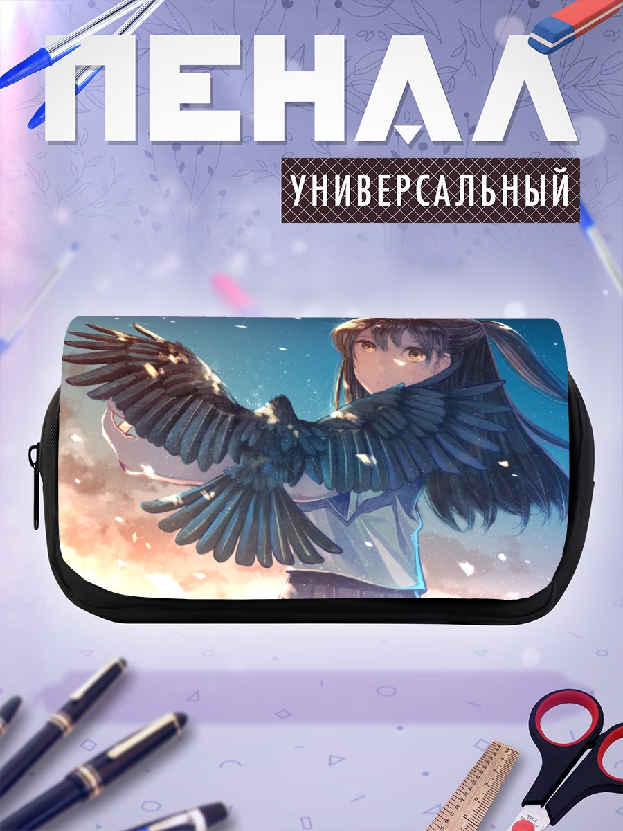 Пенал-косметичка Девушка с вороном