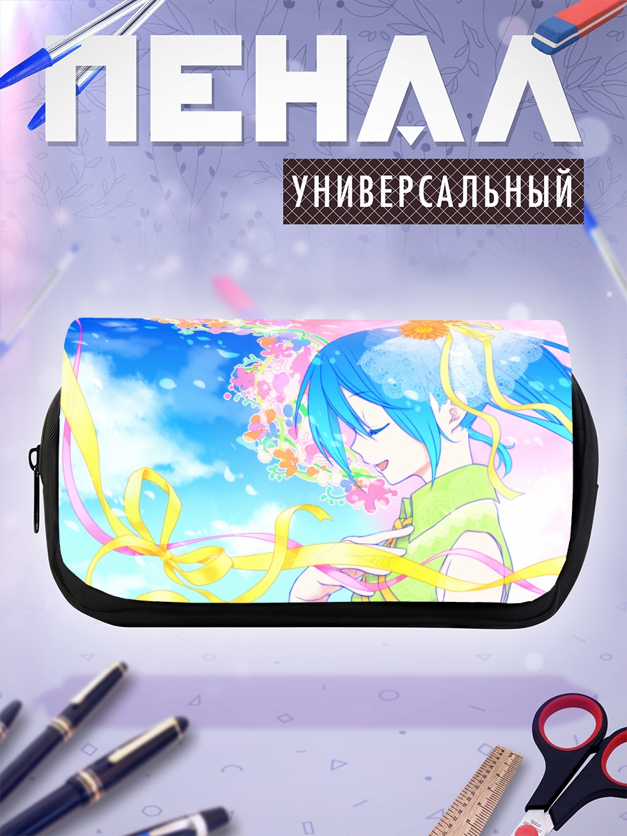 Пенал-косметичка Мику Хацунэ в цветах