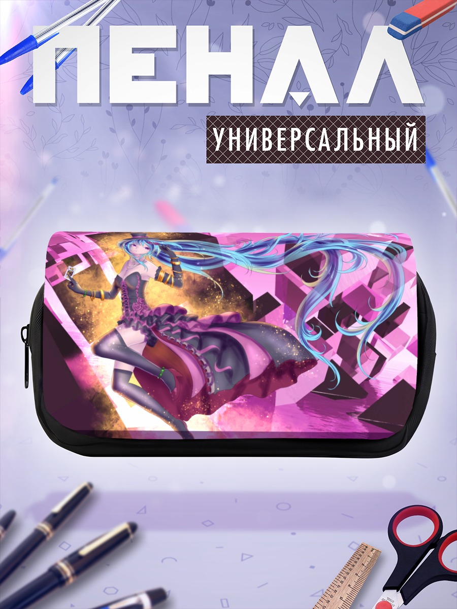 Пенал-косметичка Мику Хацунэ в цилиндре