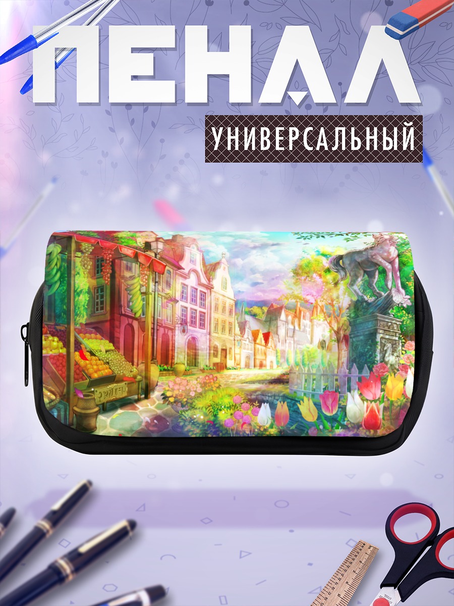 Пенал-косметичка Цветущий городок в облаках