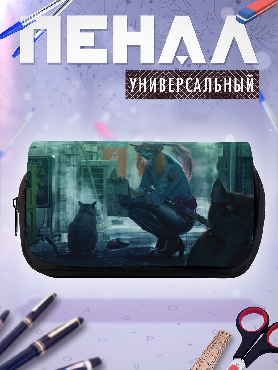 Пенал-косметичка Кошка с катаной