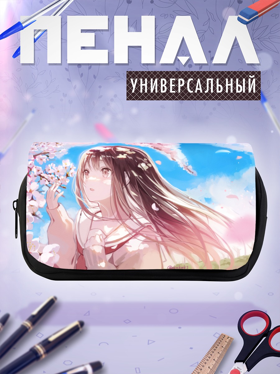 Пенал-косметичка Девушка в сакуре