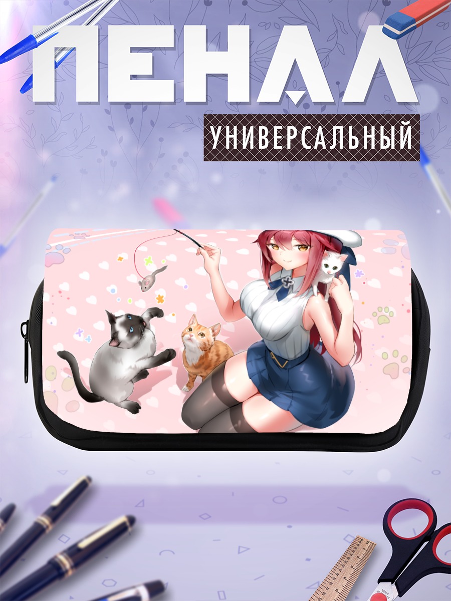 Пенал-косметичка Девушка с котами