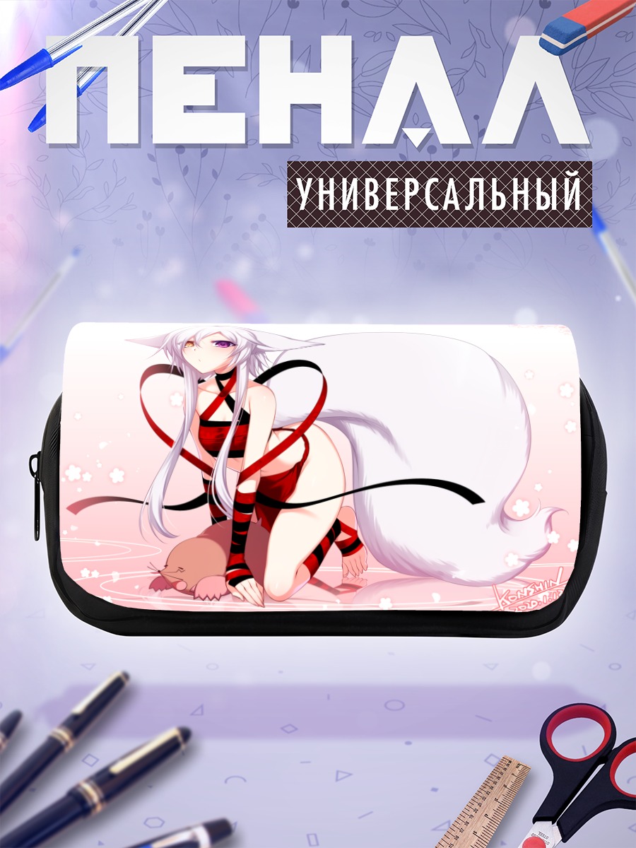 Пенал-косметичка Белая кицунэ в цветах