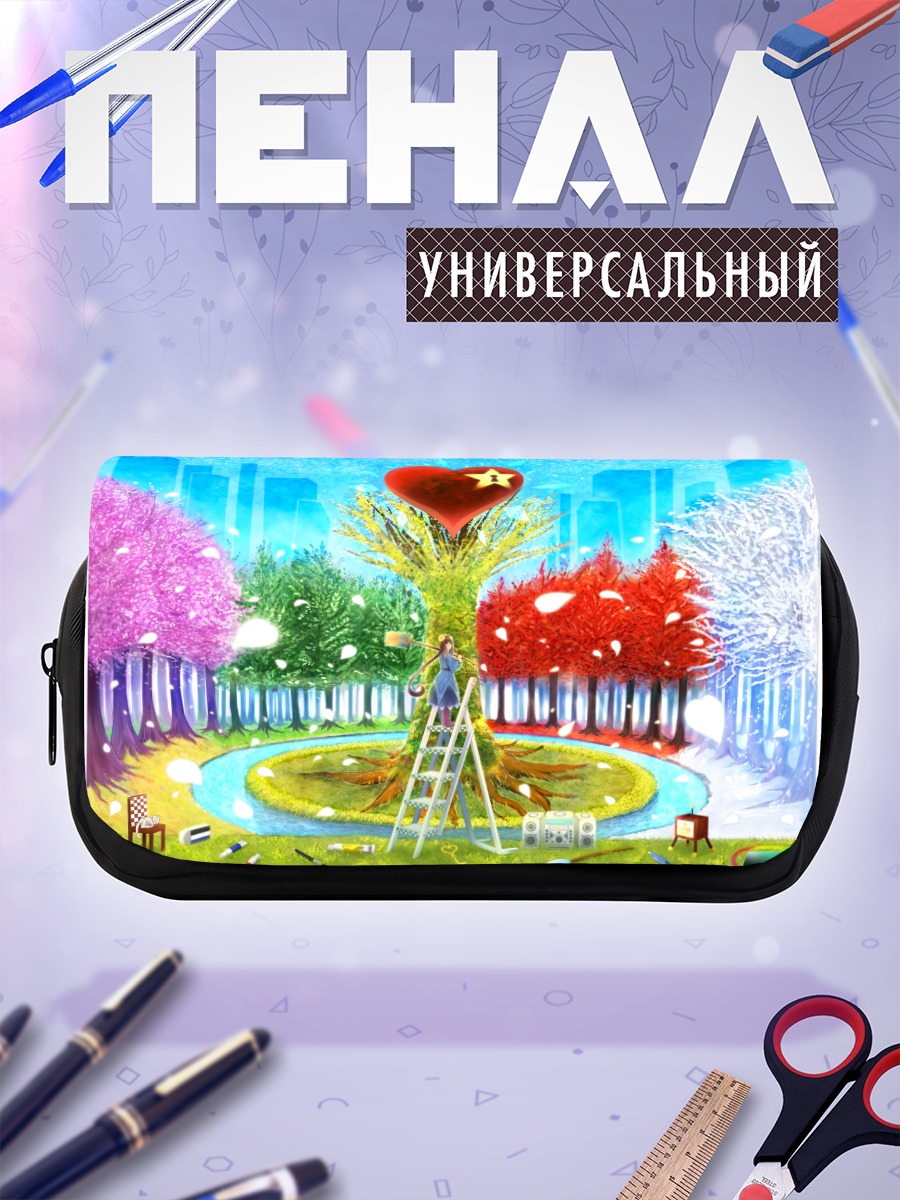 Пенал-косметичка Кот в цветах