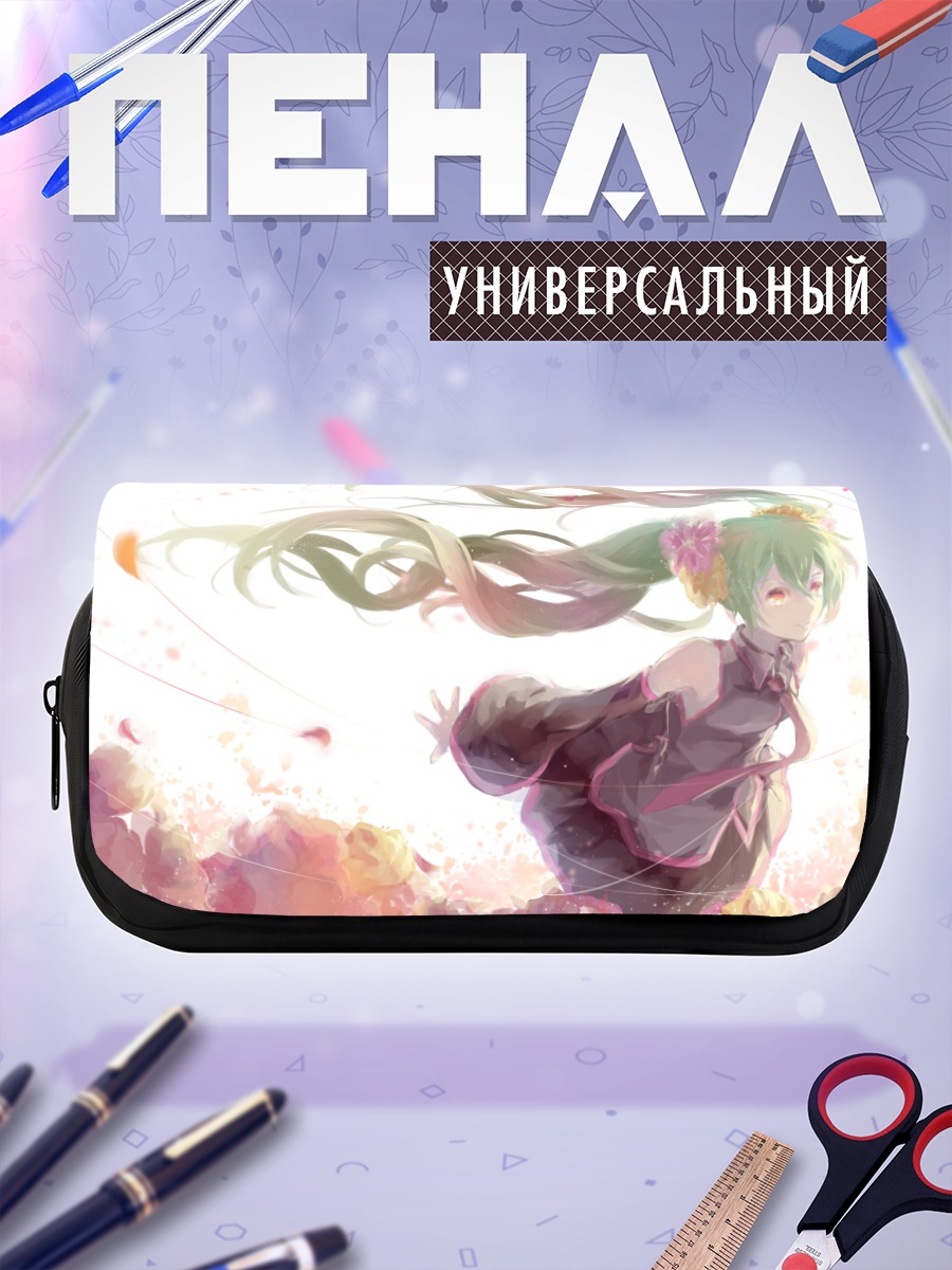 Пенал-косметичка Мику Хацунэ в цветах