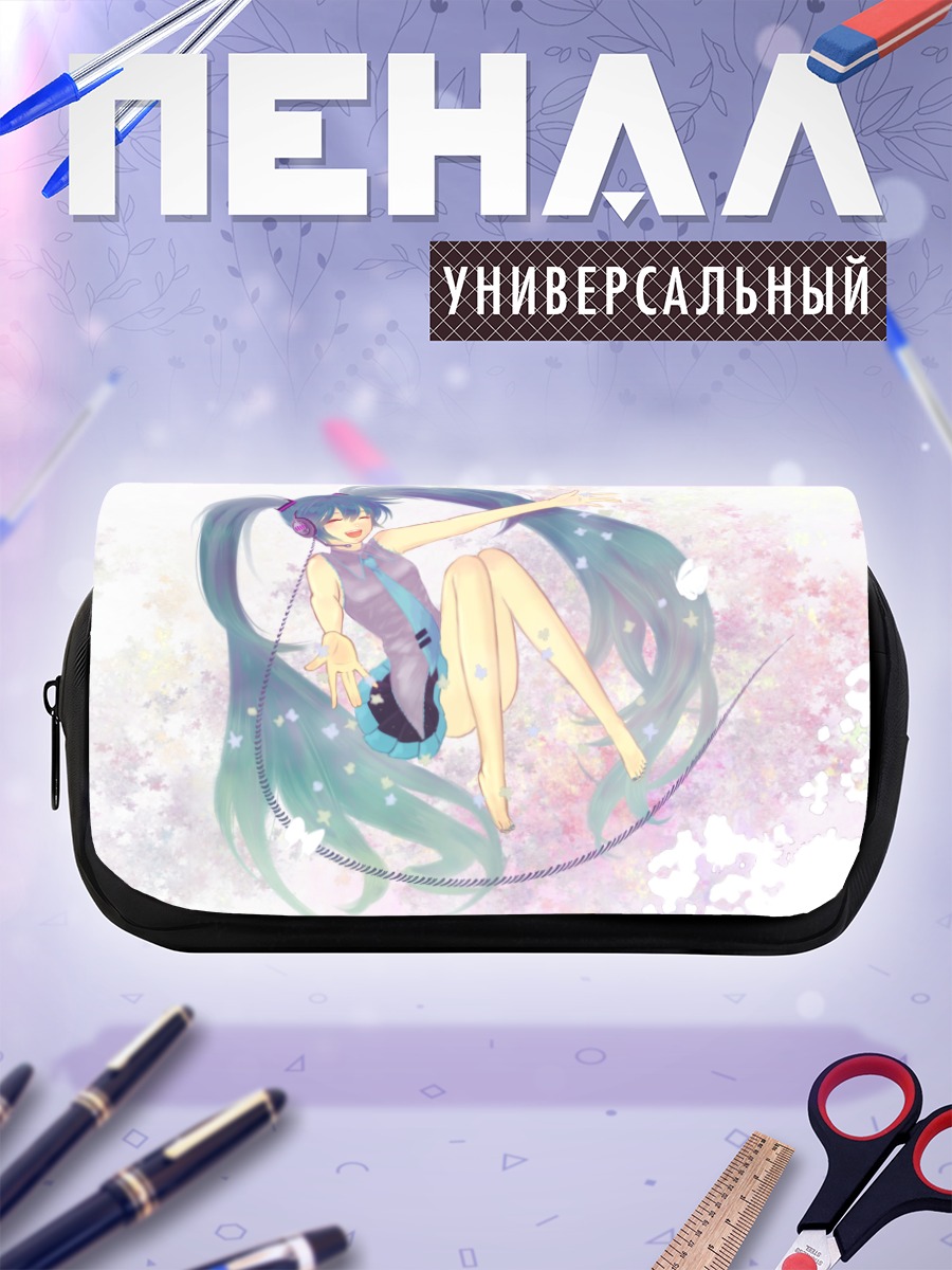 Пенал-косметичка Мику Хацунэ в цветах