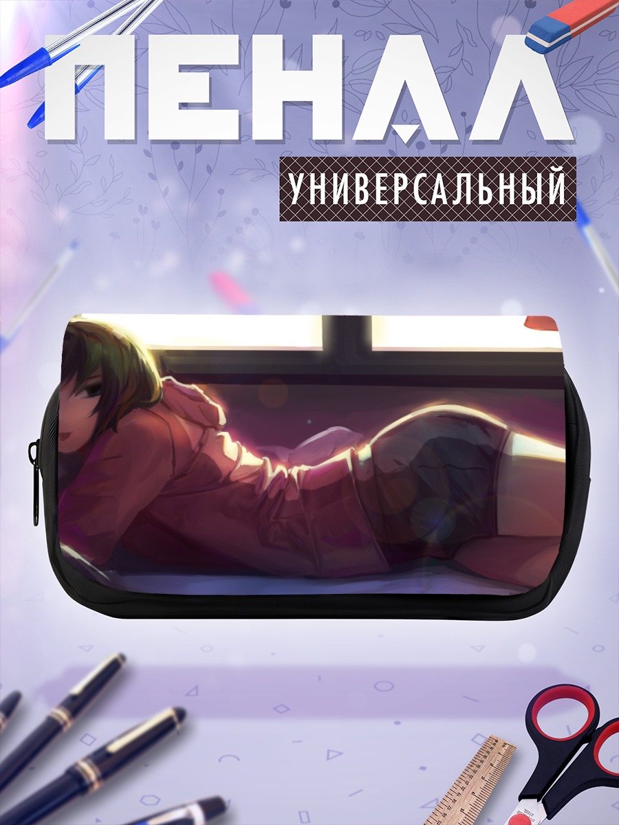 Пенал-косметичка Девушка в худи на кровати