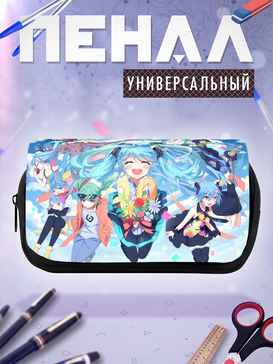 Пенал-косметичка Мику Хацунэ в цветах