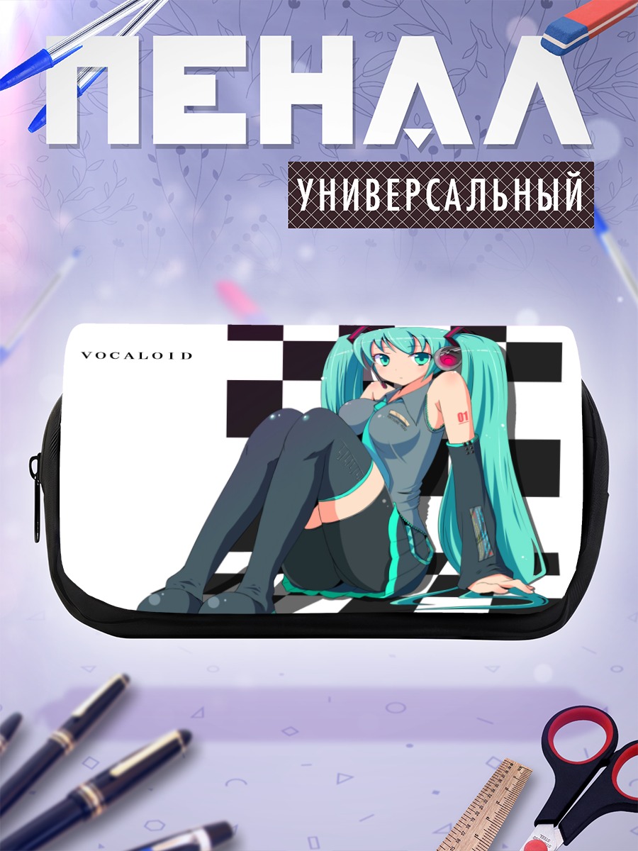 Пенал-косметичка Мику Хацунэ в наушниках
