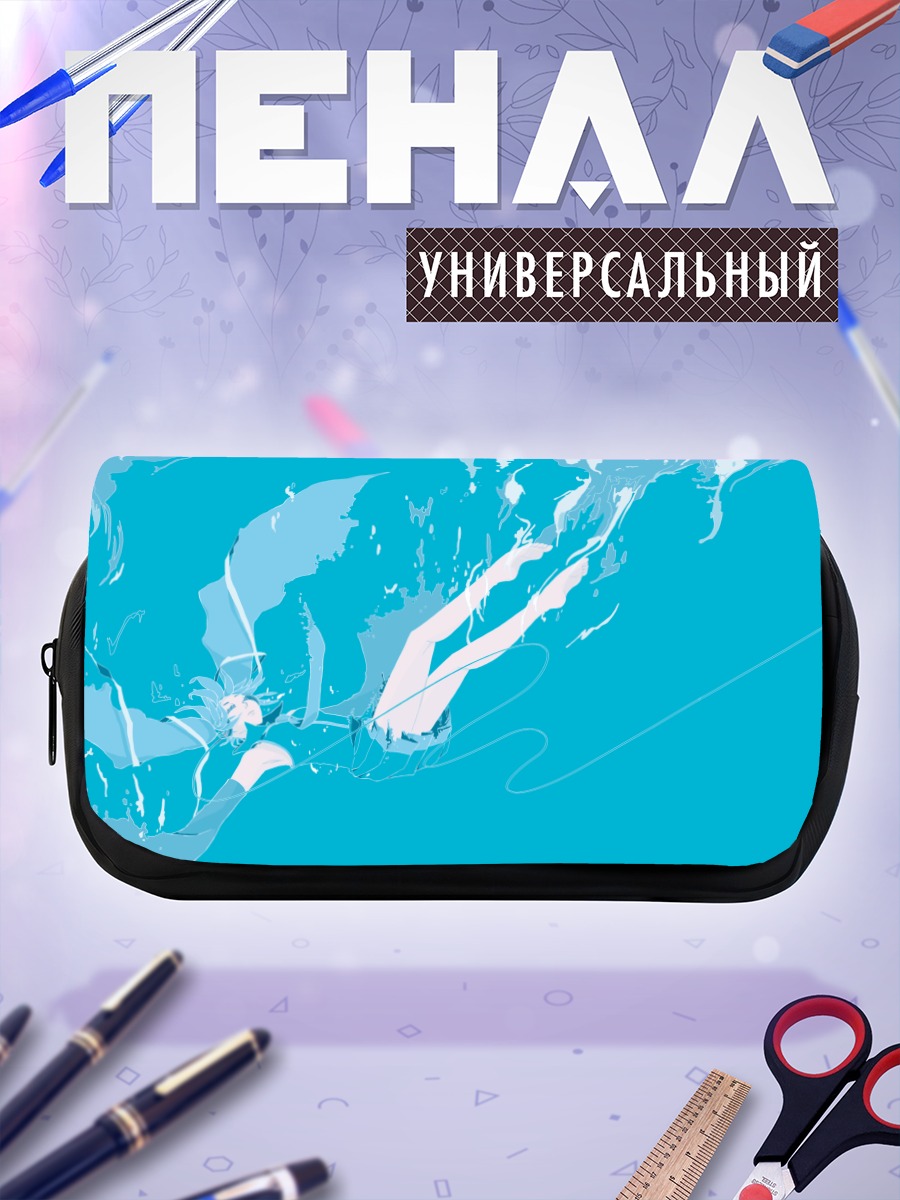 Пенал-косметичка Мику Хацунэ в голубом