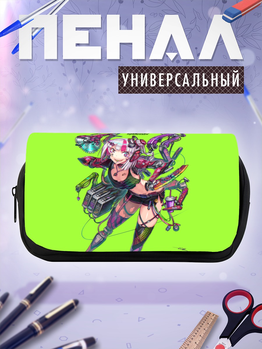 Пенал-косметичка Меха-девушка в наушниках