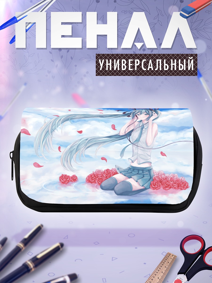 Пенал-косметичка Мику Хацунэ в цветах