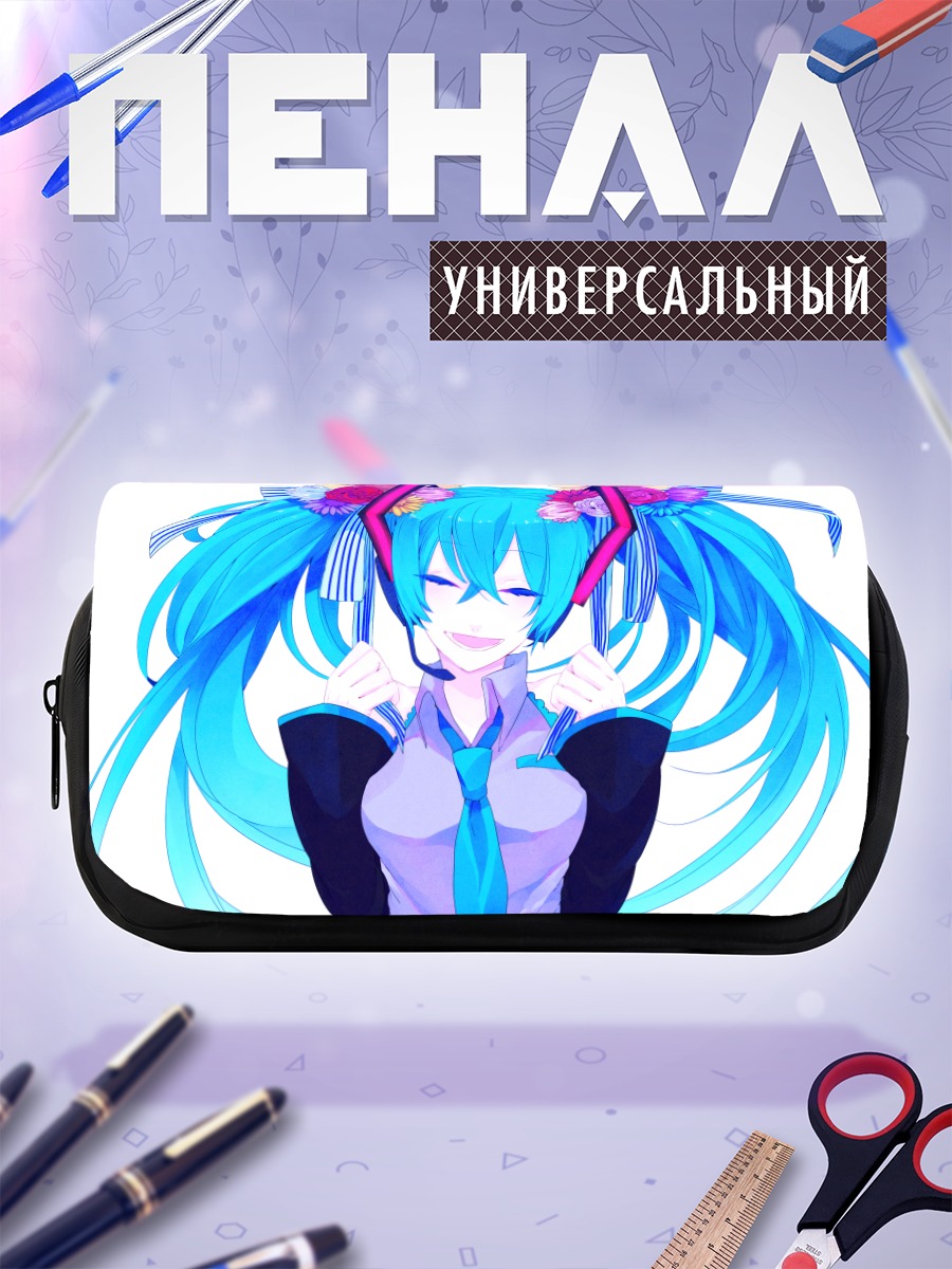 Пенал-косметичка Мику Хацунэ в цветах