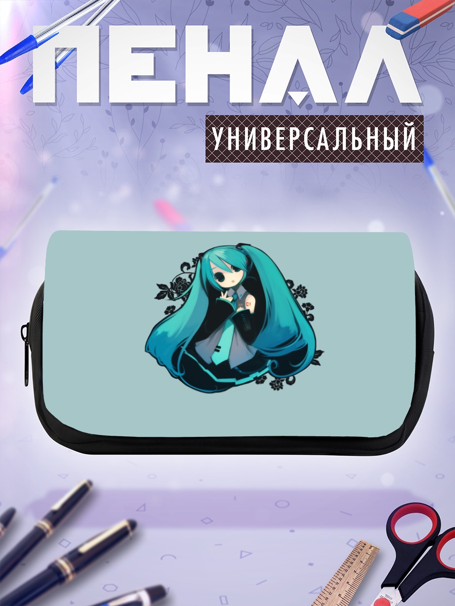 Пенал-косметичка Мику Хацунэ в цветах