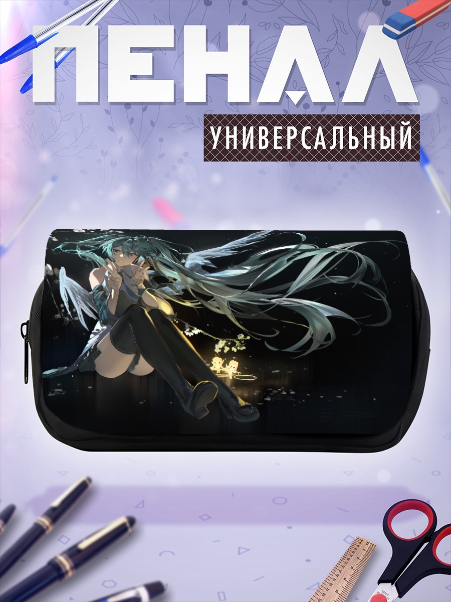 Пенал-косметичка Мику Хацунэ в цветах