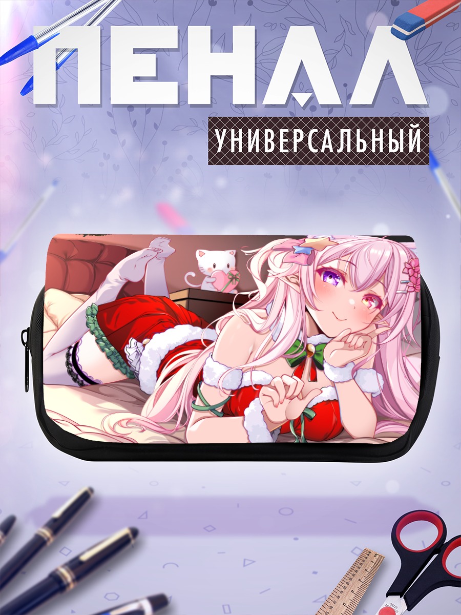 Пенал-косметичка Розовая кошка в красном