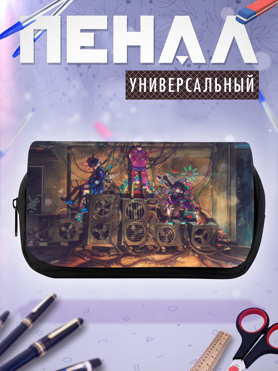 Пенал-косметичка Кот в наушниках