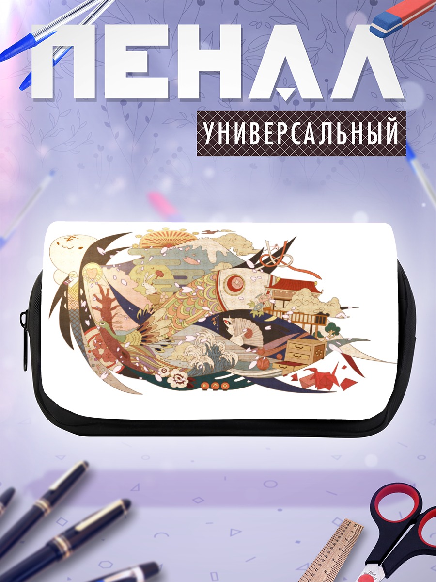 Пенал-косметичка Белый кролик в цветах